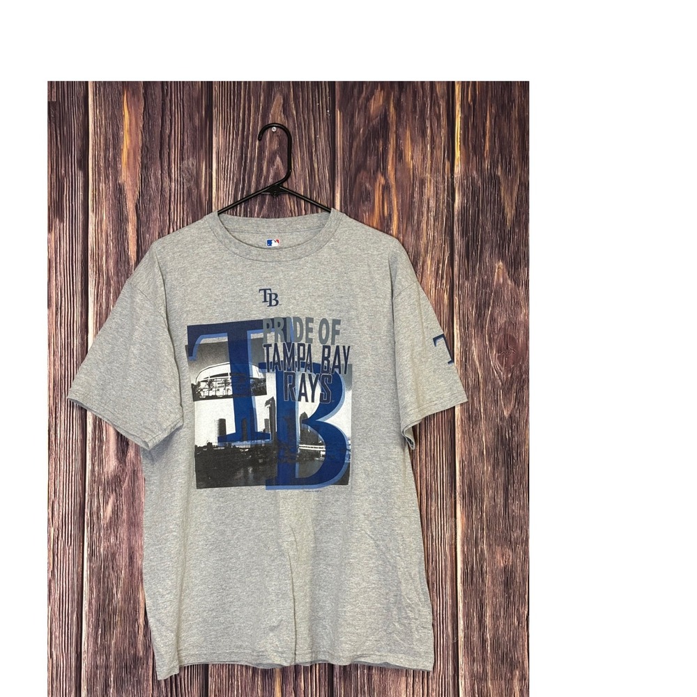 MLB Tampa Bay Rays T Shirt Mens XL Gray Pride Graphic Tee Baseball Fan